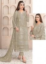 Faux Georgette Beige Eid Wear Embroidery Work Pakistani Suit